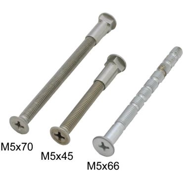 Patentbout M5x66mm deelbaar compleet Rvs geborsteld