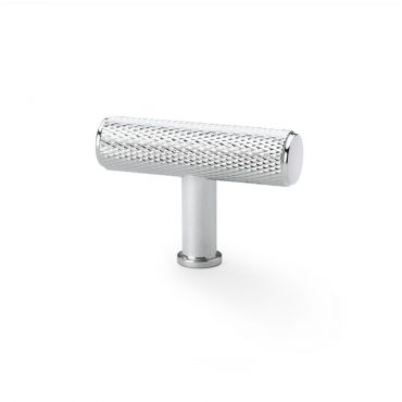 Meubelknop Knurled 'Crispin' T-vorm - Gepolijst chroom - 55mm