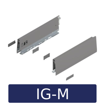 MERIVOBOX zijkant - set M-hoogte, R+L, 270mm Kleur: indium grijs